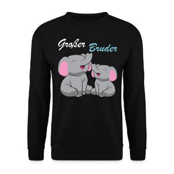Elefanten - Großer Bruder - Unisex Pullover - Schwarz - Vorne - Alina (178cm) & Michal (187cm)