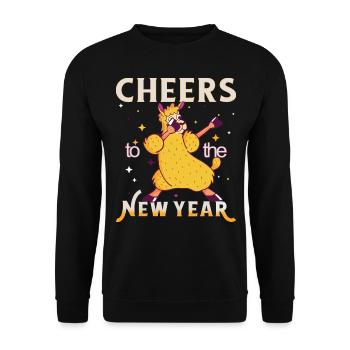Silvester 2023 Lama - Cheers to the New Year ! - Unisex Pullover - Schwarz - Vorne - Alina (178cm) & Michal (187cm)