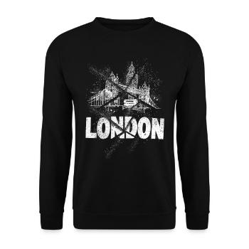 London England UK Stadt Skyline Grunge Splash - Unisex Pullover - Schwarz - Vorne - Alina (178cm) & Michal (187cm)