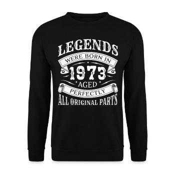 1973 Cadeau d’anniversaire Vintage - Légendaire - Sweat-shirt Unisexe - noir - Devant - Alina (178cm) & Michal (187cm)