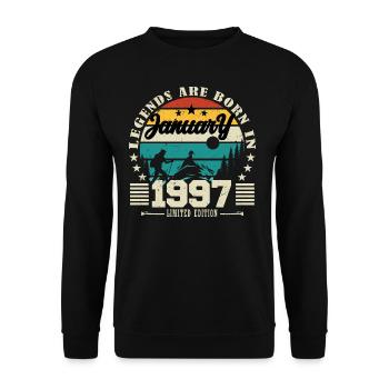 Janvier 1997. Cadeau d'anniversaire janvier 1997. - Sweat-shirt Unisexe - noir - Devant - Alina (178cm) & Michal (187cm)