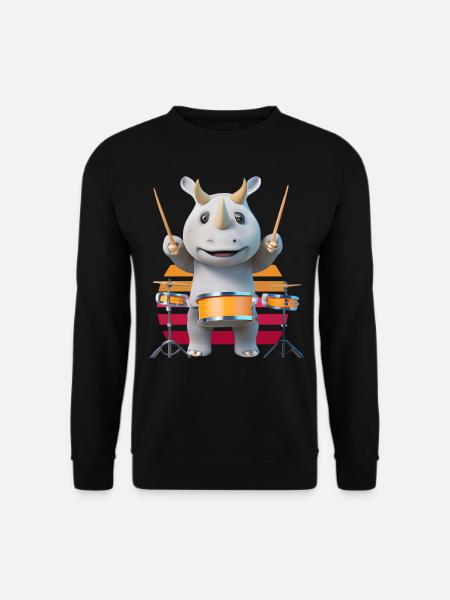 Drum-playing rhinoceros - Unisex Sweatshirt - black