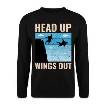 Wingsuit fliegen Base Jumping Fallschirmspringen Wingsuiting - Unisex Pullover - Schwarz - Vorne - Alina (178cm) & Michal (187cm)