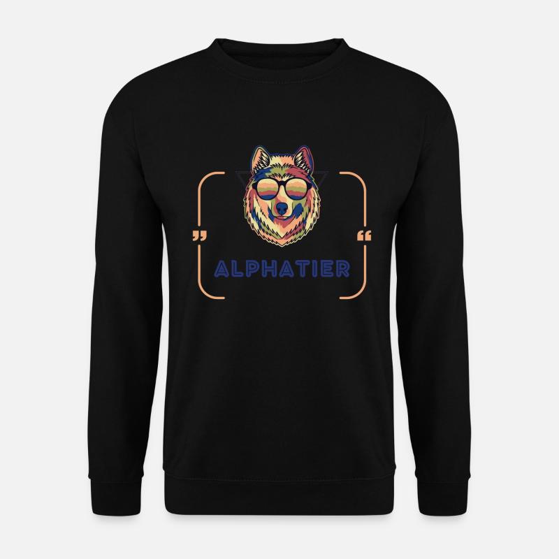 ALPHATIER Wolf Text bunt - Unisex Pullover - Schwarz