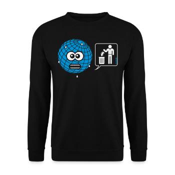 Cartoon: Erde – Auto Abschaffen! - Unisex Pullover - Schwarz - Vorne - Alina (178cm) & Michal (187cm)
