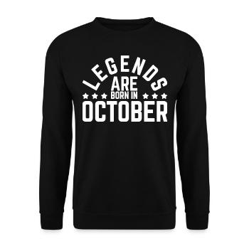 The Legends are born in October Birthday October - Unisex Sweatshirt - black - Front - Alina (178cm) & Michal (187cm)