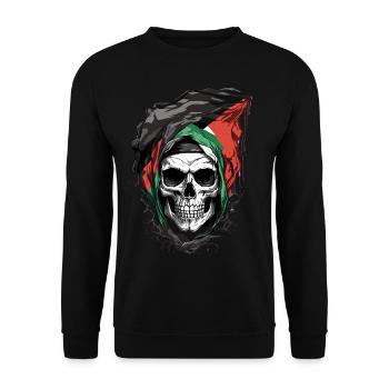 Proud Palestinians: Skull & Flag - Unisex Sweatshirt - black - Front - Alina (178cm) & Michal (187cm)