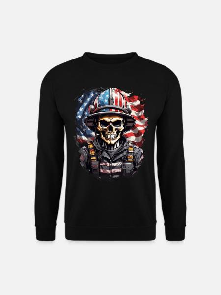 USA-Feuerwehrhelden Totenkopf - Unisex Pullover - Schwarz