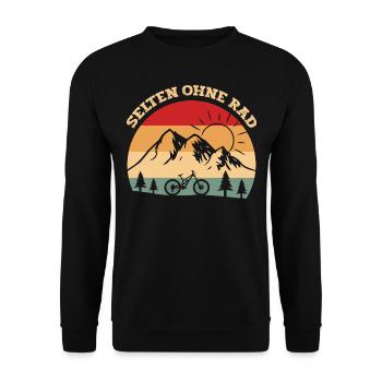 Selten ohne Rad ein lustiger Fahrrad Spruch Fahrra - Unisex Pullover - Schwarz - Vorne - Alina (178cm) & Michal (187cm)