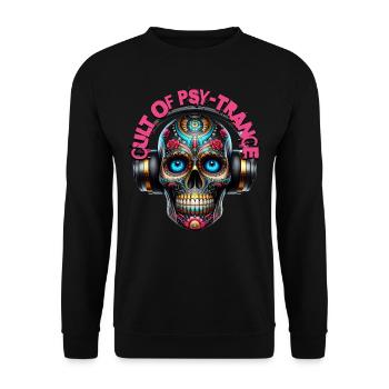 CULT OF PSY-TRANCE - Cool Skull with Headphones! - Unisex Sweatshirt - black - Front - Alina (178cm) & Michal (187cm)
