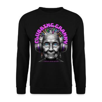 CLUBBING GRANNY - Cool Grandmother with Headphones - Unisex Sweatshirt - black - Front - Alina (178cm) & Michal (187cm)
