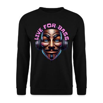LIVE FOR BASS - Cool Creature with Headphones! - Unisex Sweatshirt - black - Front - Alina (178cm) & Michal (187cm)