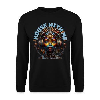 HOUSE WITH ME - Cool Woman with Headphones! - Unisex Sweatshirt - black - Front - Alina (178cm) & Michal (187cm)