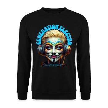GENERATION ELECTRO - Cool She/He with Headphones! - Unisex Sweatshirt - black - Front - Alina (178cm) & Michal (187cm)