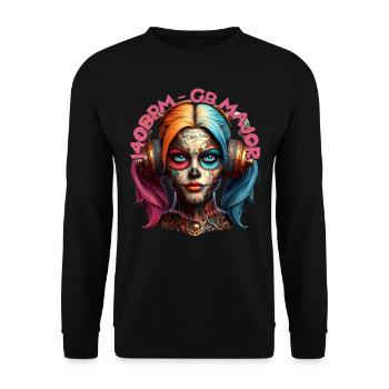 140BPM Gb MAJOR - Cool Woman with Headphones! - Unisex Sweatshirt - black - Front - Alina (178cm) & Michal (187cm)