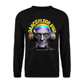 DANCEFLOOR KING - Cool Grandpa with Headphones! - Unisex Sweatshirt - black - Front - Alina (178cm) & Michal (187cm)