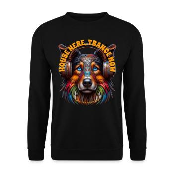 HOUSE HERE TRANCE NOW - Collie with Headphones! - Unisex Sweatshirt - black - Front - Alina (178cm) & Michal (187cm)