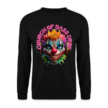 CHURCH OF BASS DROP - Cool Clown with Headphones! - Unisex Sweatshirt - black - Front - Alina (178cm) & Michal (187cm)