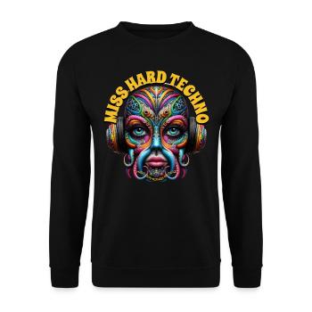 MISS HARD TECHNO - Cool Creature with Headphones! - Unisex Sweatshirt - black - Front - Alina (178cm) & Michal (187cm)