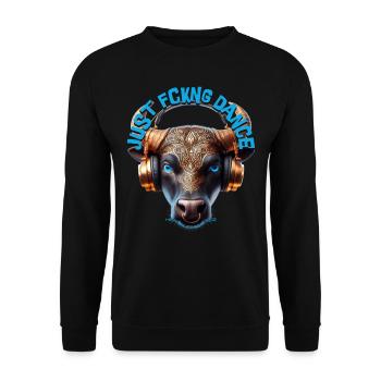 JUST FCKNG DANCE - Cool Cow with Headphones! - Unisex Sweatshirt - black - Front - Alina (178cm) & Michal (187cm)