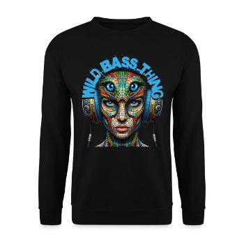 WILD BASS THING - Cool Creature with Headphones! - Unisex Sweatshirt - black - Front - Alina (178cm) & Michal (187cm)