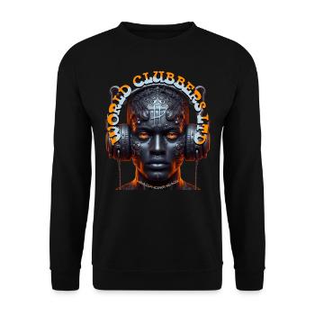 WORLD CLUBBERS LTD - Cool Man with Headphones! - Unisex Sweatshirt - black - Front - Alina (178cm) & Michal (187cm)