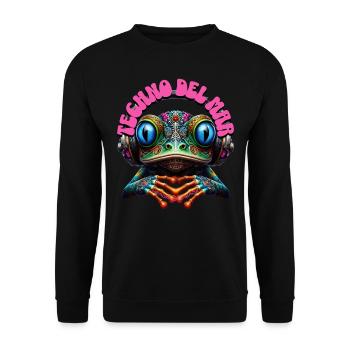 TECHNO DEL MAR - Cute Frog with Headphones! - Unisex Sweatshirt - black - Front - Alina (178cm) & Michal (187cm)