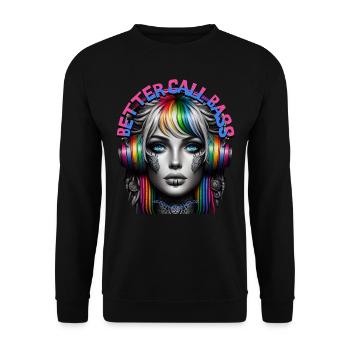 BETTER CALL BASS - Cool Woman with Headphones! - Unisex Sweatshirt - black - Front - Alina (178cm) & Michal (187cm)