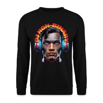 DJ NON-BINARY - Cool Human with Headphones! - Unisex Sweatshirt - black - Front - Alina (178cm) & Michal (187cm)