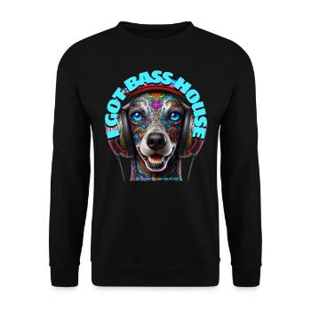I GOT BASS HOUSE - Cute Poodle with Headphones! - Unisex Sweatshirt - black - Front - Alina (178cm) & Michal (187cm)