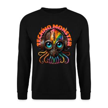 TECHNO MONSTER – Cool Octopussy with Headphones! - Unisex Sweatshirt - black - Front - Alina (178cm) & Michal (187cm)
