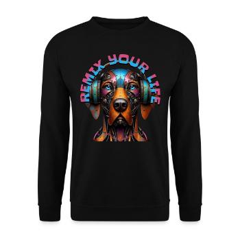 REMIX YOUR LIFE - German Pointer with Headphones! - Unisex Sweatshirt - black - Front - Alina (178cm) & Michal (187cm)