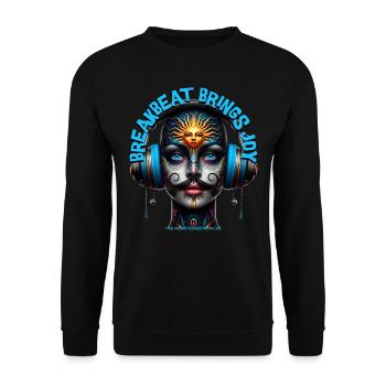BREAKBEAT BRINGS JOY - Cool Human with Headphones! - Unisex Sweatshirt - black - Front - Alina (178cm) & Michal (187cm)