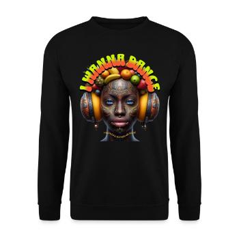 I WANNA DANCE - Cool Woman with Headphones! - Unisex Sweatshirt - black - Front - Alina (178cm) & Michal (187cm)