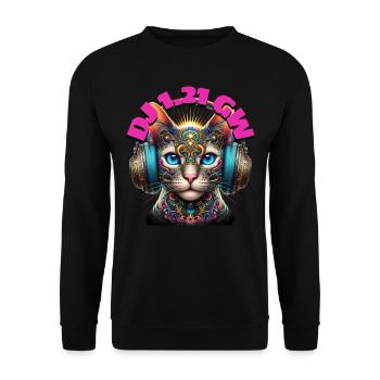 DJ 1.21 GW - Cute Aroki Cat with Headphones! - Unisex Sweatshirt - black - Front - Alina (178cm) & Michal (187cm)