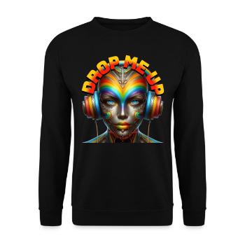 DROP ME UP - Cool Woman with Headphones! - Unisex Sweatshirt - black - Front - Alina (178cm) & Michal (187cm)