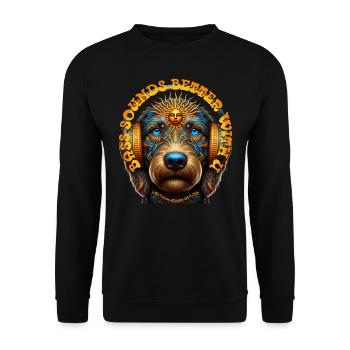 BASS SOUNDS BETTER WITH U-Labradoodle & Headphones - Unisex Sweatshirt - black - Front - Alina (178cm) & Michal (187cm)
