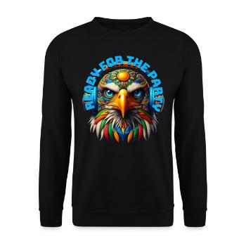READY FOR THE PARTY - Cool Eagle with Headphones! - Unisex Sweatshirt - black - Front - Alina (178cm) & Michal (187cm)