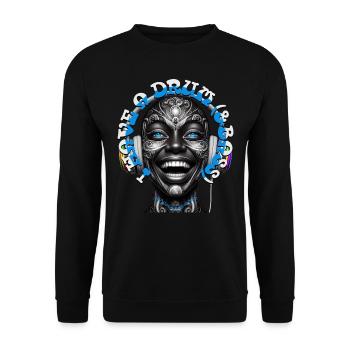 I HAVE A DRUM (&BASS) - Cool Woman with Headphones - Unisex Sweatshirt - black - Front - Alina (178cm) & Michal (187cm)