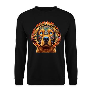 MELODIC TECHNO - Golden Retriever with Headphones! - Unisex Sweatshirt - black - Front - Alina (178cm) & Michal (187cm)