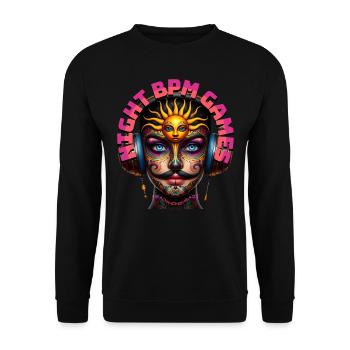 NIGHT BPM GAMES - Cool Human with Headphones! - Unisex Sweatshirt - black - Front - Alina (178cm) & Michal (187cm)