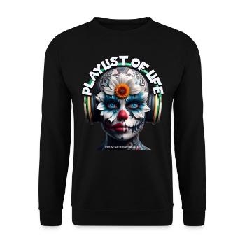 PLAYLIST OF LIFE – Cool Creature with Headphones! - Unisex Sweatshirt - black - Front - Alina (178cm) & Michal (187cm)