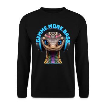 GIMME MORE BASS – Cool King Cobra with Headphones! - Unisex Sweatshirt - black - Front - Alina (178cm) & Michal (187cm)