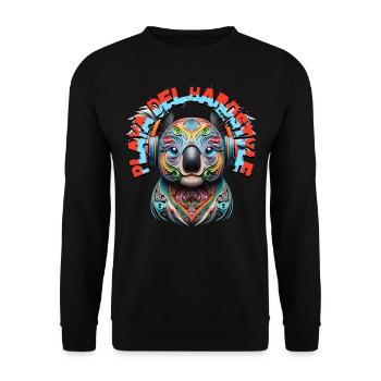 PLAYA DEL HARDSTYLE – Cute Koala Bear & Headphones - Unisex Sweatshirt - black - Front - Alina (178cm) & Michal (187cm)