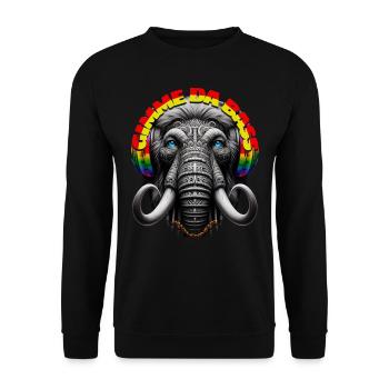 GIMME DA BASS - Cool Mammoth with Headphones! - Unisex Sweatshirt - black - Front - Alina (178cm) & Michal (187cm)