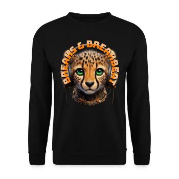 BREAKS & BREAKBEAT - Cute Cheetah with Headphones! - Unisex Sweatshirt - black - Front - Alina (178cm) & Michal (187cm)