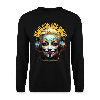 HERE FOR THE DROP – Cool he/she with Headphones! - Unisex Sweatshirt - black - Front - Alina (178cm) & Michal (187cm)