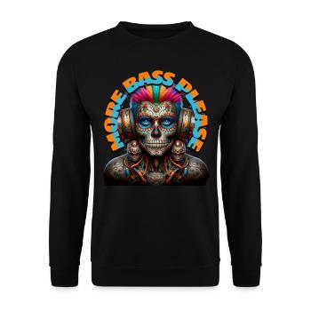 MORE BASS PLEASE - Cool Dude with Headphones! - Unisex Sweatshirt - black - Front - Alina (178cm) & Michal (187cm)
