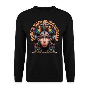 SWEET TECH HOUSE DREAMS – Cool Girl & Headphones! - Unisex Sweatshirt - black - Front - Alina (178cm) & Michal (187cm)
