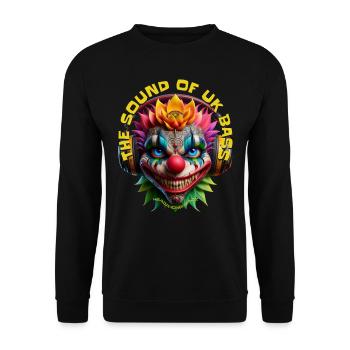 THE SOUND OF UK BASS - Cool Clown with Headphones! - Unisex Sweatshirt - black - Front - Alina (178cm) & Michal (187cm)